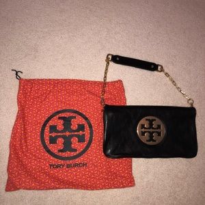 Tory Burch Shoulder/Clutch Black Leather Bag